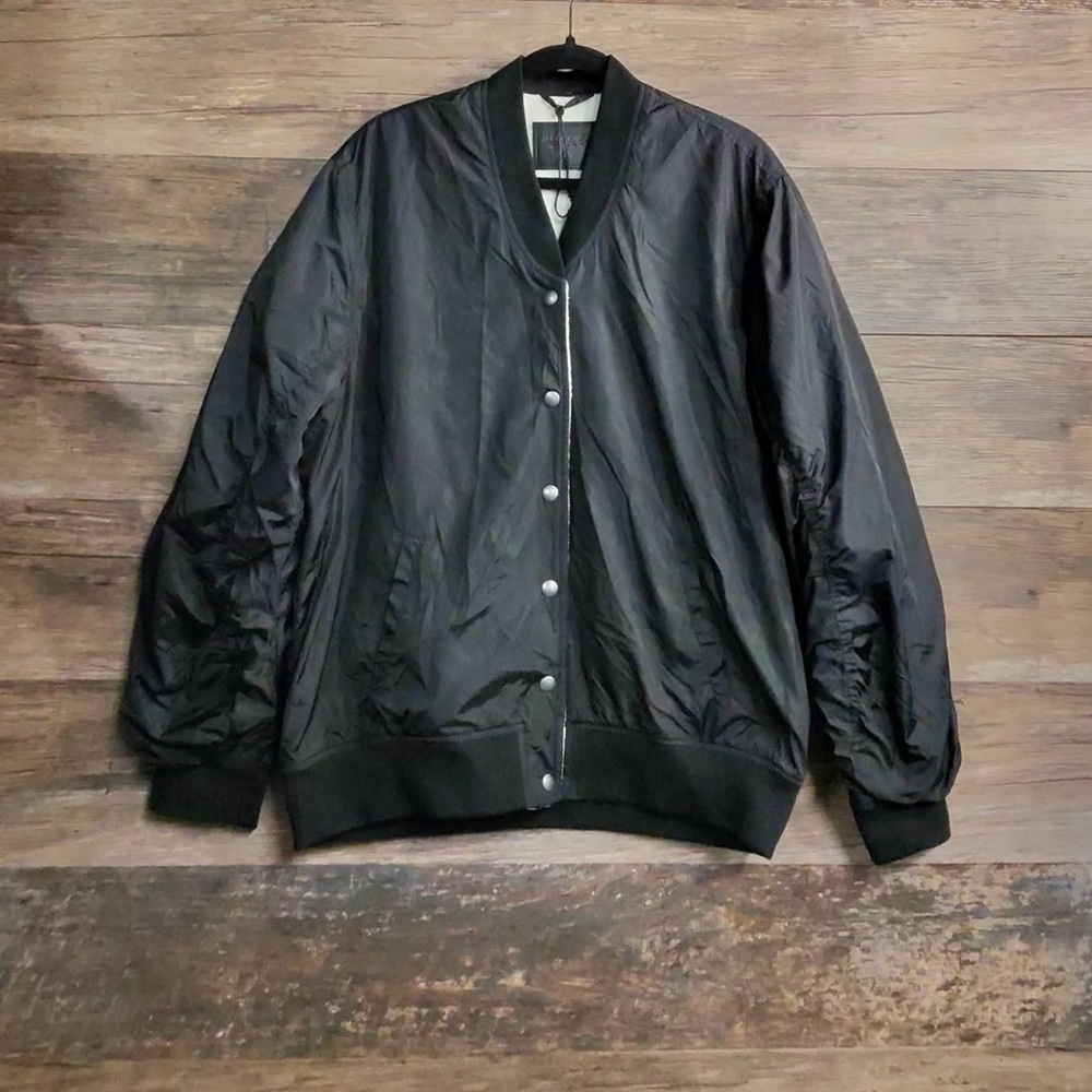 Blank NYC Men's Black Snap-Front Bomber Jacket